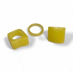 Yellow Geometric Resin Ring Set